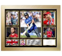 FoxyPrinting Jos Buttler Signed Autograph Photograph Display - Perfect for MMA Fans, A4 Poster + Gold Frame