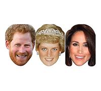FoxyPrinting Limited EDITION Prince Harry Princess Diana Di Meghan Markle Royal Celebrity Cardboard Party Face Mask Fancy Dress