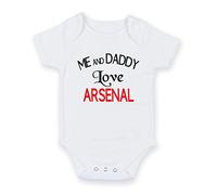 FoxyPrinting Me And Daddy Love Arsenal - Personalised Baby Boy Girl Baby VestUnisex Short Sleeve Bodysuit (6-9 months)