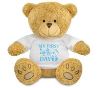 FoxyPrinting My First Mother’s Day Teddy Bear - Blue Baby Feet Design Plush Toy - Soft Cuddly Gift for New Mum - First Mother’s Day Keepsake