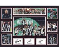 FoxyPrinting Newcastle United Champions Team 2025 Signed Poster Print - Carabao Cup Final Winners Collage - Autographed Tribute Wall Art Featuring Guimarães, Isak & Joelinton, A2 Poster + Black Frame
