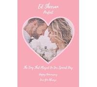 FoxyPrinting Personalized Anniversary Card - “Perfect” First Dance Heart Photo with Song Lyrics & Custom Message - Romantic Keepsake for Couples, A4 Poster + Gold Frame