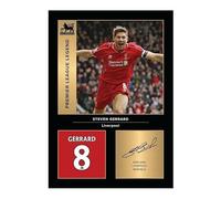 FoxyPrinting Steven Gerrard Icons Signed Poster Print - Legend Tribute - Wall Art with Signature Panel & Jersey Number, A3 Poster + Black Frame