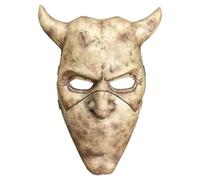 FoxyPrinting The Grabber “Silent” Halloween Cardboard Face Mask - Scary Horned Horror Mask with Creepy Expression - Costume & Party Accessory for Halloween, Cosplay & Fancy Dress, Ready to Wear