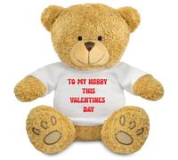 FoxyPrinting Valentine’s Day Teddy Bear - “To My Hubby This Valentine’s Day” Plush Toy - Romantic Gift for Husband or Fiancé