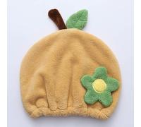 Foyadi Hair Drying Towel for Kids Girls, Cute Cartoon Absorbent Quick Drying Bath Wrap Set for Bathing, Swimming Pool, Soft Microfiber Cap for Curly Long & Wet Hair, Yellow Flower