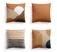 Foyaya Cushion Cover 20 x 20 cm Orange Cushion Covers Set of 4, Velvet Double-Sided Cushion Covers with Invisible Zip, Decorative Cushion Cover, Throw Cushion Cover, Square Sofa Cushion Cover for Home