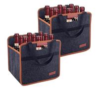 Foyego 2 Pack 9 Bottle Wine Tote Bag, Insulated Thermal Padded Wine Carrier Tote, Reusable Wine Bags for Wine Bottles Travel, Camping and Picnic, Perfect Wine Lover Gift
