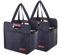 Foyego Reusable Drink Carrier with Handle, Fits 6 Cups, 2 Pack | Removable Dividers, Family Size, Multiple Tumbler Caddy, Portable Water Bottle Holder Bag, for Delivery, Car and Travel