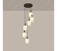 Foyer Chandeliers High Ceilings Mid Century Milk Glass Pendant Light Fixture Farmhouse Staircase Chandelier 3 Lights Wood Hanging Lamp for Bedroom Entryway Dining Room Kitchen Island