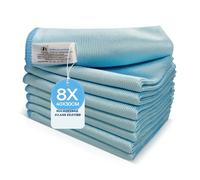Foyer Nuage 8Pcs Microfibre Glass Cleaning Cloth 290GSM, Lint Free Glass Cloth for Polishing Mirrors Stainless Steel, Windows, All-Purpose Microfiber Towels(Blue, 30 x 40 cm)