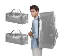 Foyer Nuage Storage Bags with Zips, Strong and Durable Big Bags with Handle and Backpack Straps for Moving House, Laundry Bags, Clothes Storage (Grey, 71x33x31cm, 2pcs)