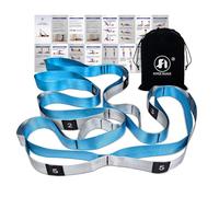 Foyer Nuage Stretch Bands for Exercise, Non Elastic Yoga Stretching Strap with Loops, 3.8cm x 2.45m, Stretching Bands for Physical Therapy, Yoga, Pilates, Dance, Gymnastics Exercise(Blue)