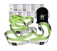 Foyer Nuage Stretch Bands for Exercise, Non Elastic Yoga Stretching Strap with Loops, 3.8cm x 2.45m, Stretching Bands for Physical Therapy, Yoga, Pilates, Dance, Gymnastics Exercise(Green)