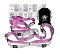 Foyer Nuage Stretch Bands for Exercise, Non Elastic Yoga Stretching Strap with Loops, 3.8cm x 2.45m, Stretching Bands for Physical Therapy, Yoga, Pilates, Dance, Gymnastics Exercise(Pink)