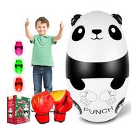 FOYOCER Punching Bag for Kids with Boxing Gloves 120cm Light Up Panda Inflatable Boxing Bag Stress Relief Toy for Kids 3-9 for Boys & Girls BPA-free(3xAAA Batteries Not Included)