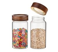 Foyofly Glass Jars with Lid Spice Jars With Screw Wooden Lids Airtight Kitchen Storage Jar Canister for Sea Salt Paprika Herbs Cinnamon Coffee Seasoning Fermenting Pickling