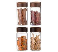 Foyofly Glass Jars with Lid Spice Jars With Screw Wooden Lids Airtight Kitchen Storage Jar Canister for Sea Salt Paprika Herbs Cinnamon Coffee Seasoning Fermenting Pickling