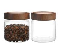 Foyofly Glass Jars with Lid Spice Jars With Screw Wooden Lids Airtight Kitchen Storage Jar Canister for Sea Salt Paprika Herbs Cinnamon Coffee Seasoning Fermenting Pickling