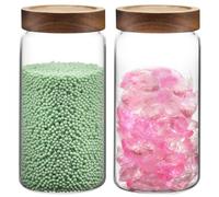 Foyofly Glass Jars with Lid Spice Jars With Screw Wooden Lids Airtight Kitchen Storage Jar Canister for Sea Salt Paprika Herbs Cinnamon Coffee Seasoning Fermenting Pickling