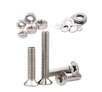 Foyoram #2-56 UNC Cross Recess Countersunk Flat Head Screws 50 Pcs Plain Washers 50 pcs Hex Nuts 50 Pcs Stainless Steel 2#-56 Phillips Countersunk Head Screws Hex Nuts Flat Washers (#2-56 x 5/8")