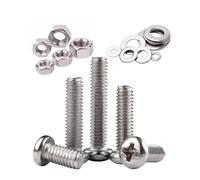 Foyoram #2-56 UNC Phillip Pan Head Screws Cross Recess with Typy H Screw and Washer Nuts Assemblies Stainless Steel Phillips Pan Head Screw Hex Nut Plain Washer 50 Pcs (#2-56 x 1/4)