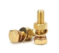 Foyoram M10x50mm Brass Hexagonal Screw Flat Washer Spring Washer Hex Nuts Combination Screw CuZn40 Combination Bolt (M10 2-sets,M10 x 50 mm)