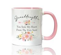 Foyoulame Granddaughter Gifts Coffee Mugs, Granddaughter Tea Cup Gifts for Birthday from Grandma Grandpa, You Stole My Heart from the Very Start Floral Ceramic Coffee Tea Mug 11oz