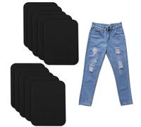 Foyscr 10 Piece Clothing Iron-On Patches, Black Denim Repair Patches, Iron-On Jeans Inside and Outside and Clothing Repair for Repairing Jeans, Dress Coats and Shoes (12.5 x 9.5cm)