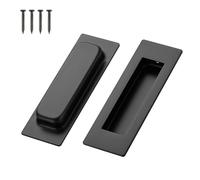 Foyscr 2 Pack 150mm Stainless Steel Flush Pull Handles, Matte Black Recessed Sliding Door Hardware for Closet & Barn Doors