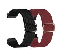Foyscr 2 Pack Quick-Release Elastic Nylon Watch Straps - Available in 18mm/20mm/22mm Widths, Multiple Colors to Choose(Black+Wine Red-20mm)