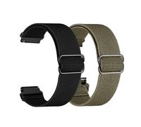 Foyscr 2 Pack Quick-Release Elastic Nylon Watch Straps - Available in 18mm/20mm/22mm Widths, Multiple Colors to Choose(Black+Olive Green-22mm)