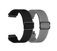 Foyscr 2 Pack Quick-Release Elastic Nylon Watch Straps - Available in 18mm/20mm/22mm Widths, Multiple Colors to Choose(Black+Dark Grey-22mm)