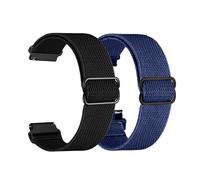 Foyscr 2 Pack Quick-Release Elastic Nylon Watch Straps - Available in 18mm/20mm/22mm Widths, Multiple Colors to Choose(Black+Dark Blue-22mm)