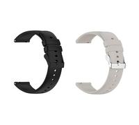 Foyscr 2 Pack Silicone Strap, Quick Buckle Waterproof Soft,Stainless Steel Buckle, Unisex Smartwatch Band, Sport Watch Strap (Black Buckle+Light Grey-22mm)