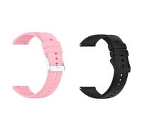 Foyscr 2 Pack Silicone Strap, Quick Buckle Waterproof Soft,Stainless Steel Buckle, Unisex Smartwatch Band, Sport Watch Strap (Black Buckle+Pink-20mm)
