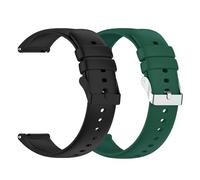 Foyscr 2 Pack Silicone Strap, Quick Buckle Waterproof Soft,Stainless Steel Buckle, Unisex Smartwatch Band, Sport Watch Strap (Black Buckle+Green-18mm)