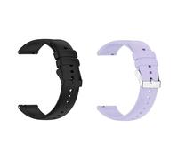 Foyscr 2 Pack Silicone Strap, Quick Buckle Waterproof Soft,Stainless Steel Buckle, Unisex Smartwatch Band, Sport Watch Strap (Black Buckle+Light Purple-18mm)