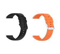 Foyscr 2 Pack Silicone Strap, Quick Buckle Waterproof Soft,Stainless Steel Buckle, Unisex Smartwatch Band, Sport Watch Strap (Black Buckle+Orange-22mm)