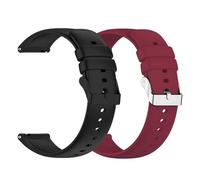 Foyscr 2 Pack Silicone Strap, Quick Buckle Waterproof Soft,Stainless Steel Buckle, Unisex Smartwatch Band, Sport Watch Strap (Black Buckle+Wine Red-20mm)