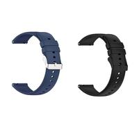 Foyscr 2 Pack Silicone Strap, Quick Buckle Waterproof Soft,Stainless Steel Buckle, Unisex Smartwatch Band, Sport Watch Strap (Black Buckle+Blue-22mm)