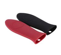 Foyscr 2 Piece Silicone Hot Handle Holder, Pan Handle Cover, Cast Iron Handle Cover, Safe and Durable for Cast Iron Pans and Metal Frying Pans (Red + Black)
