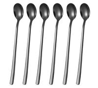 Foyscr 6 Piece Long Handle Tea Spoon, Latte Spoon, Stainless Steel 9-Inch Coffee Scoop, Stirring Ice Cream Scoop, Ideal Spoon Choice for Iced Coffee, Iced Tea, Milkshakes, Ice Cream, Cool Desserts