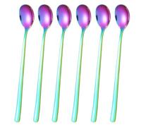 Foyscr 6 Piece Long Handle Tea Spoon, Latte Spoon, Stainless Steel 9-Inch Coffee Scoop, Stirring Ice Cream Scoop, Ideal Spoon Choice for Iced Coffee, Iced Tea, Milkshakes, Ice Cream, Cool Desserts