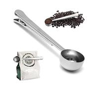 Foyscr 7-Inch Coffee Scoop with Bag Clip, Multifunctional Coffee Scoop for Measuring Ground Coffee and Coffee Beans, Stainless Steel Kitchen Tool (Silver)