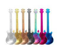 Foyscr 7 Piece Guitar Coffee Teaspoon, Stainless Steel Latte Spoon, Ideal Music Coffee Gift Set, Cute Teaspoon Set, Ice Cream, Dessert, Stirring, Sugar Spoon, Creamer