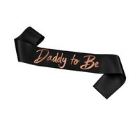 Foyscr Daddy to Be Sash, Black Gold Foil-Printed Baby Shower Satin Belt, Newborn Party Decoration(Black)