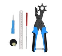 Foyscr Heavy Duty Rotary Leather Punch Plier - Multi-Size Hole Puncher for Belts, Crafts, Cards & Rubber,(Blue)