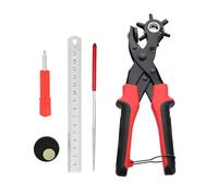 Foyscr Heavy Duty Rotary Leather Punch Plier - Multi-Size Hole Puncher for Belts, Crafts, Cards & Rubber,(Red)