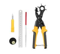 Foyscr Heavy Duty Rotary Leather Punch Plier - Multi-Size Hole Puncher for Belts, Crafts, Cards & Rubber,(Yellow)
